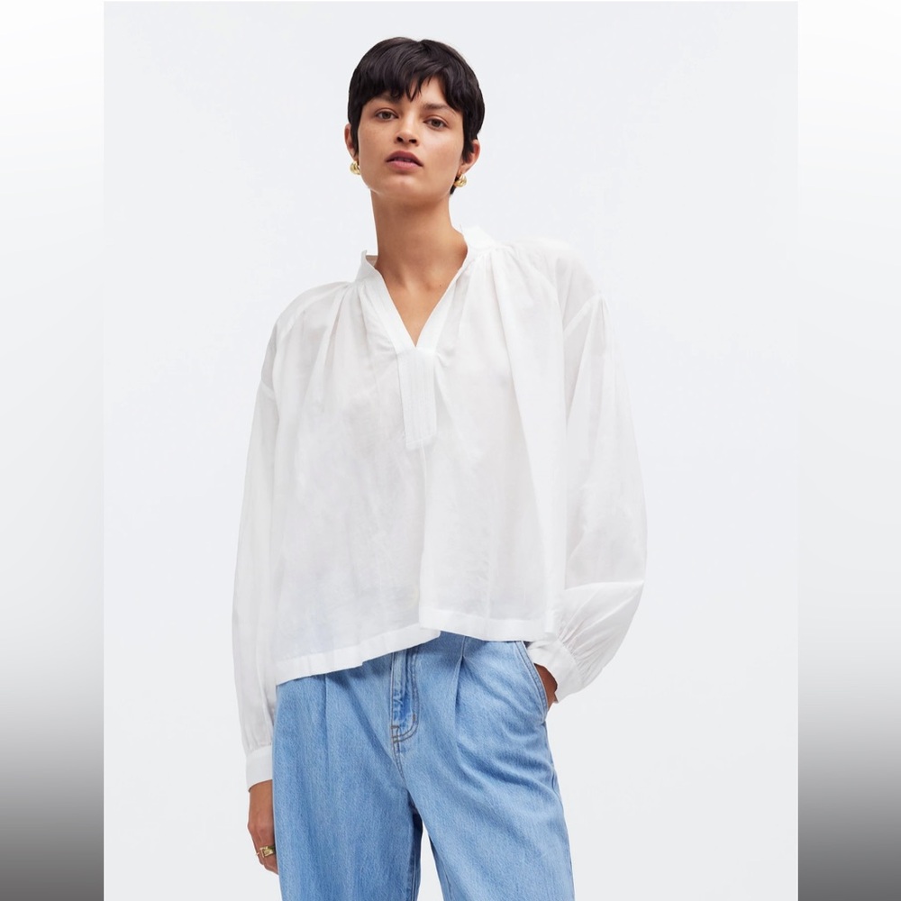 Madewell Shirred Long-Sleeve Top